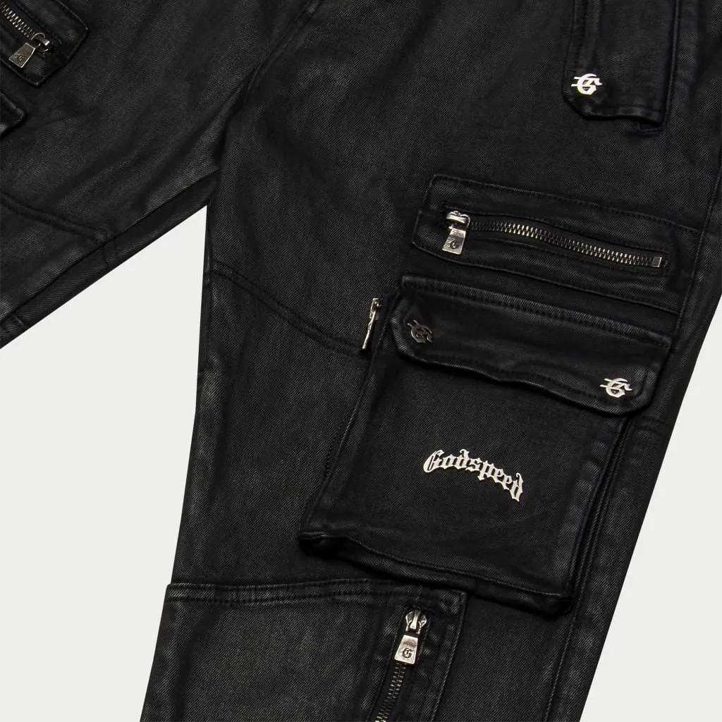 Wax Flare Premium Cargo Pants (Black)