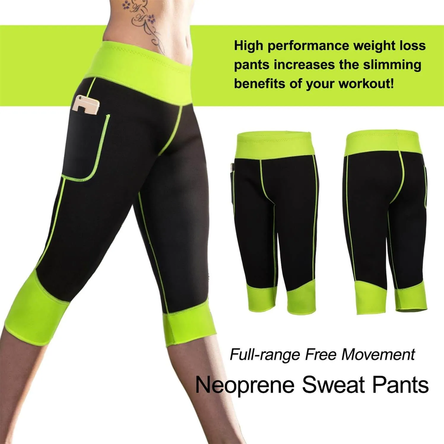 Weight Loss Hot Neoprene Sauna Sweat Pants with Side Pocket