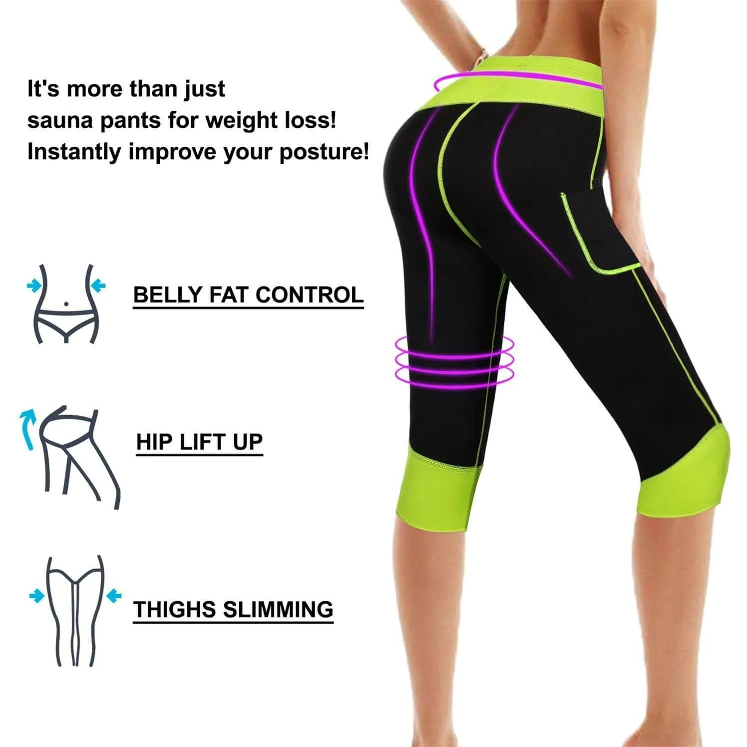 Weight Loss Hot Neoprene Sauna Sweat Pants with Side Pocket