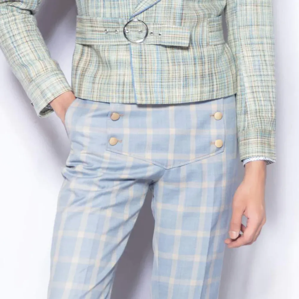 Well Plaid Bell-Bottom Trouser