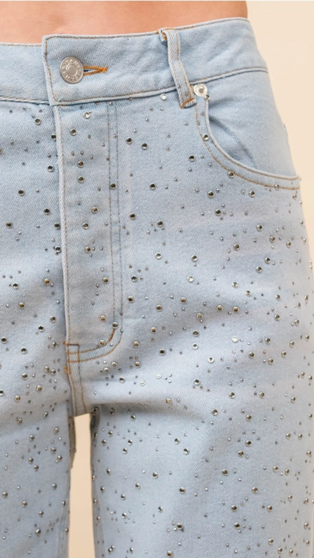 Western Studded Mid Rise Denim Jeans