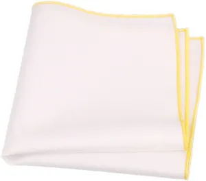 White / Blonde Yellow Stitched Pocket Square - [2017 Spring]