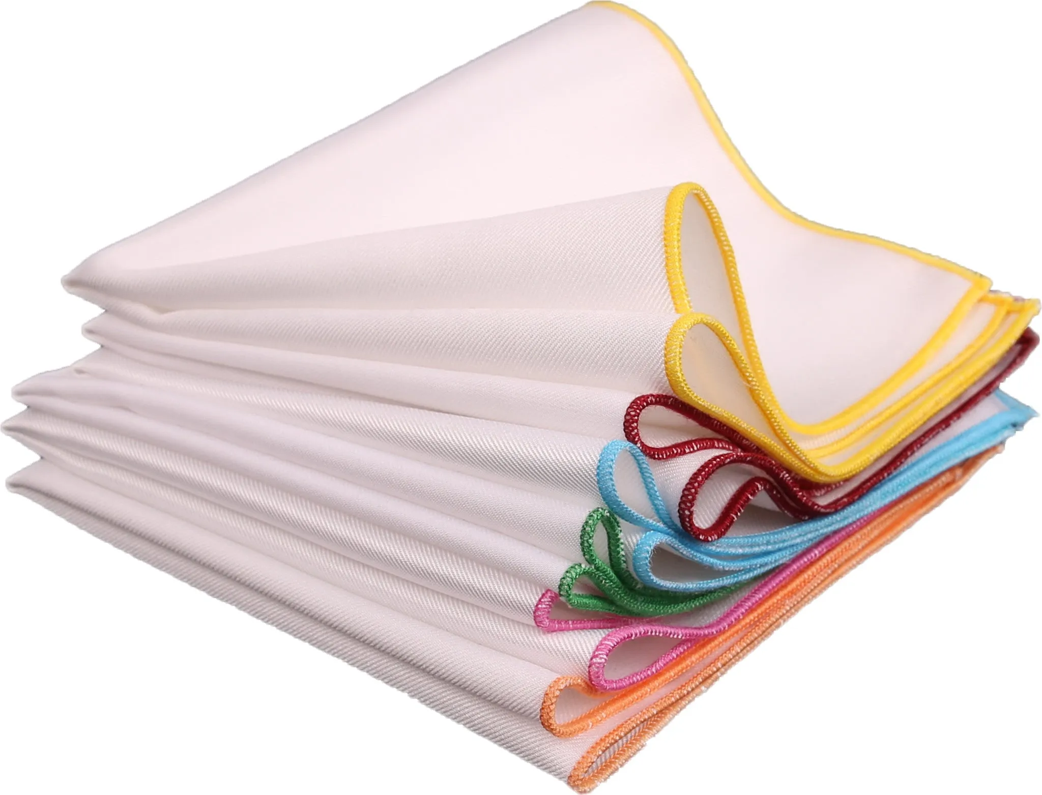 White / Blonde Yellow Stitched Pocket Square - [2017 Spring]