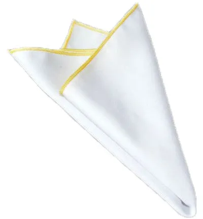 White / Blonde Yellow Stitched Pocket Square - [2017 Spring]