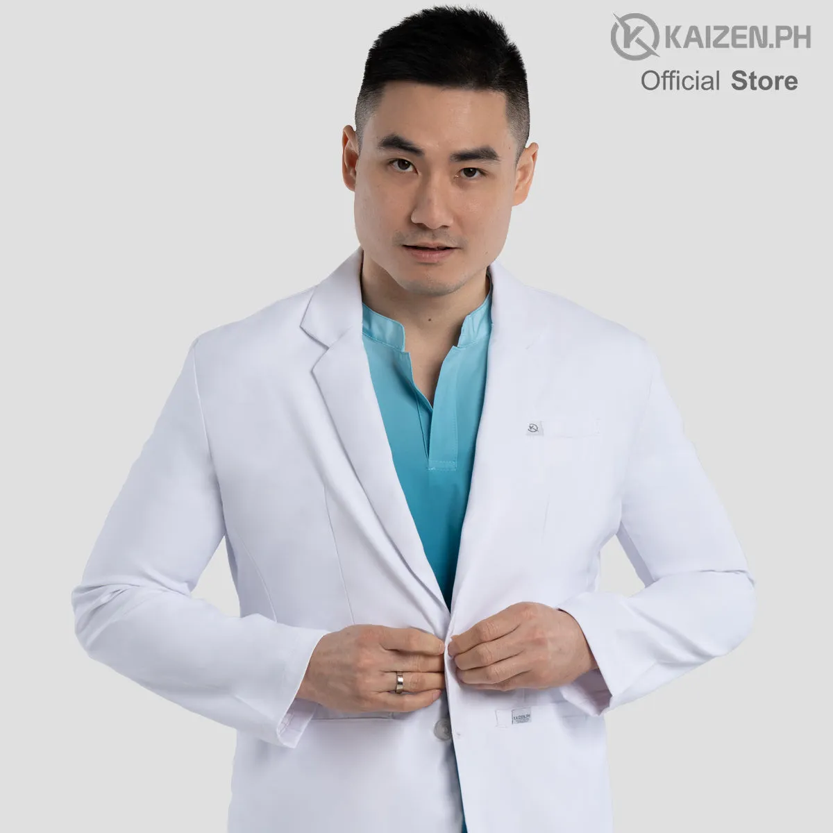 White Medical Coat (SHORT) KMS-01 Men and Women LUMINA PRO Fabric