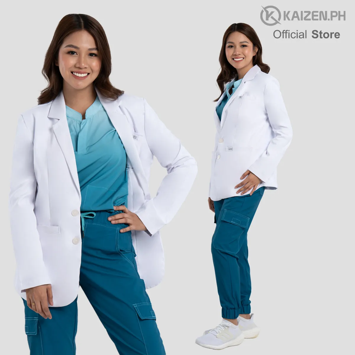 White Medical Coat (SHORT) KMS-01 Men and Women LUMINA PRO Fabric