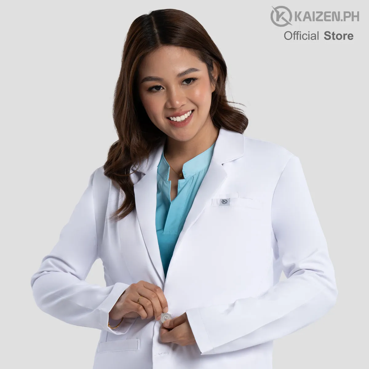 White Medical Coat (SHORT) KMS-01 Men and Women LUMINA PRO Fabric