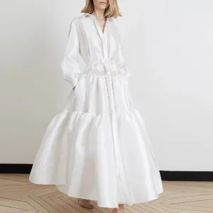 White New Sexy Deep V Neck Long Dresses