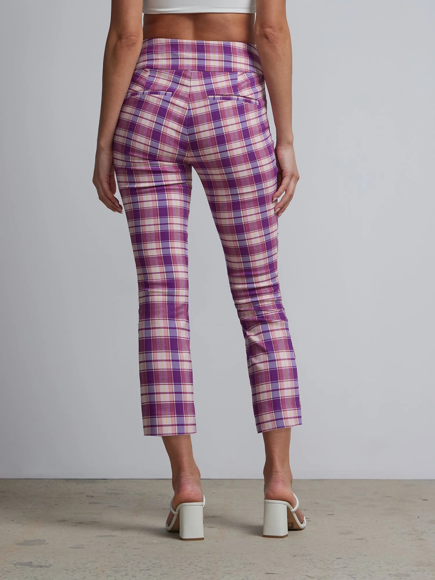 Whitney High-Waisted Pull-On Slim-Leg Capri Pant - Plaid