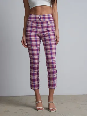 Whitney High-Waisted Pull-On Slim-Leg Capri Pant - Plaid