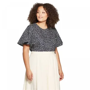 Who What Wear Plus Size Structured Bell Short Sleeve Scoop Neck Shirt