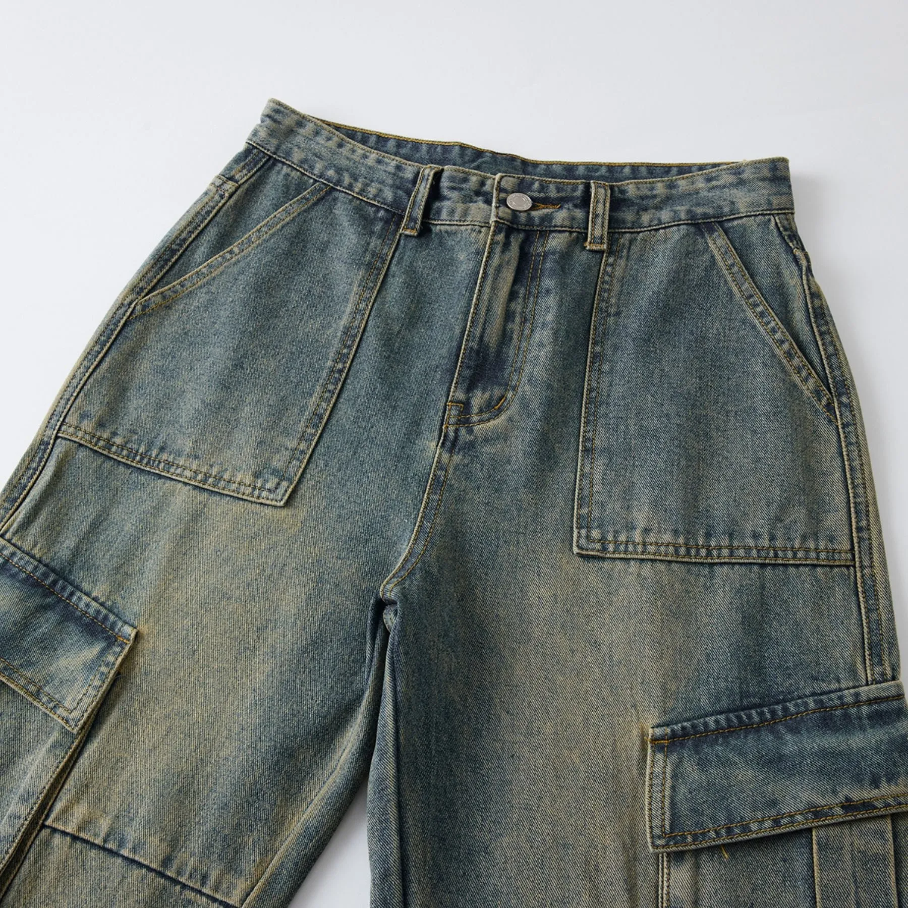 Wide Leg Cargo Denim Pants