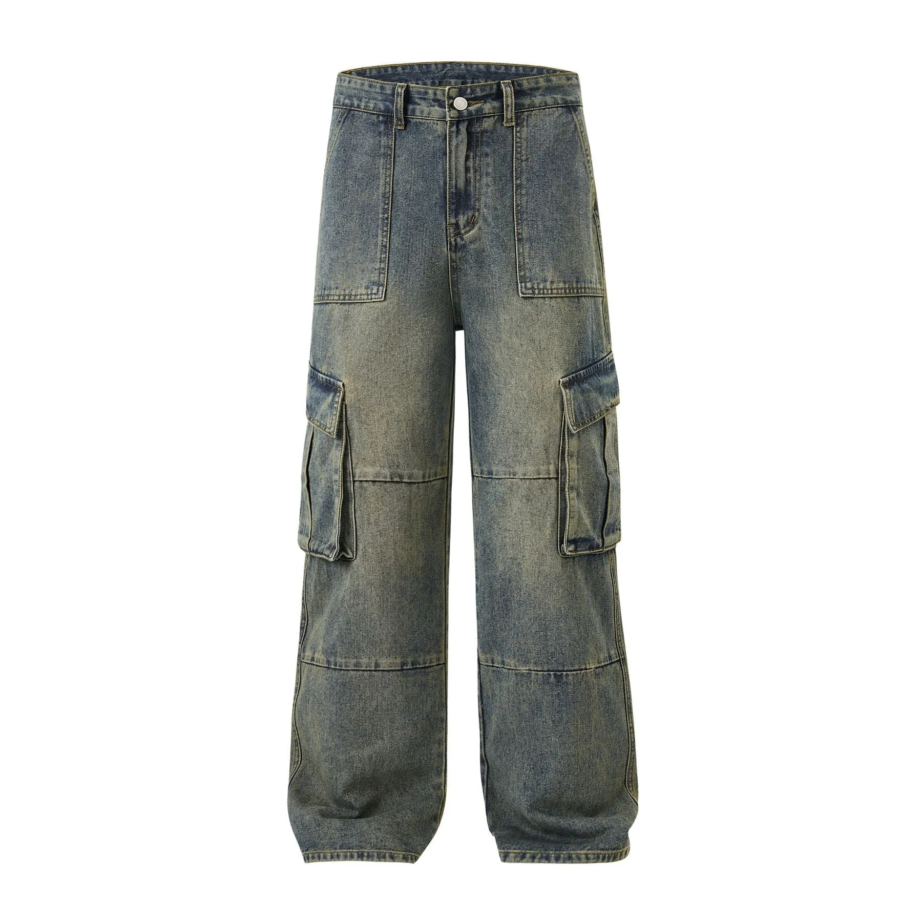 Wide Leg Cargo Denim Pants