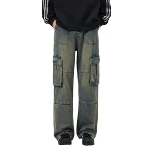 Wide Leg Cargo Denim Pants