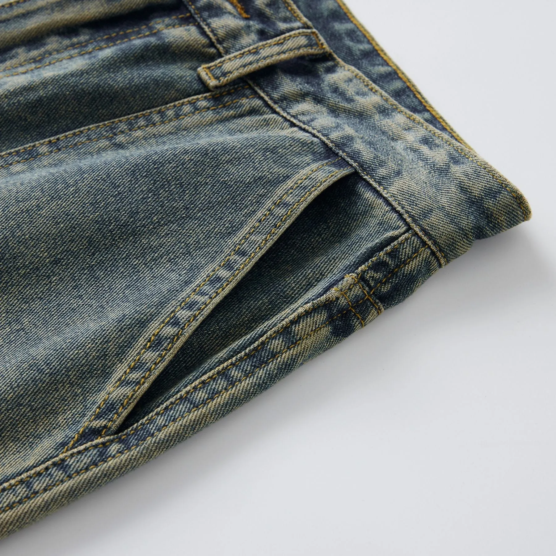 Wide Leg Cargo Denim Pants