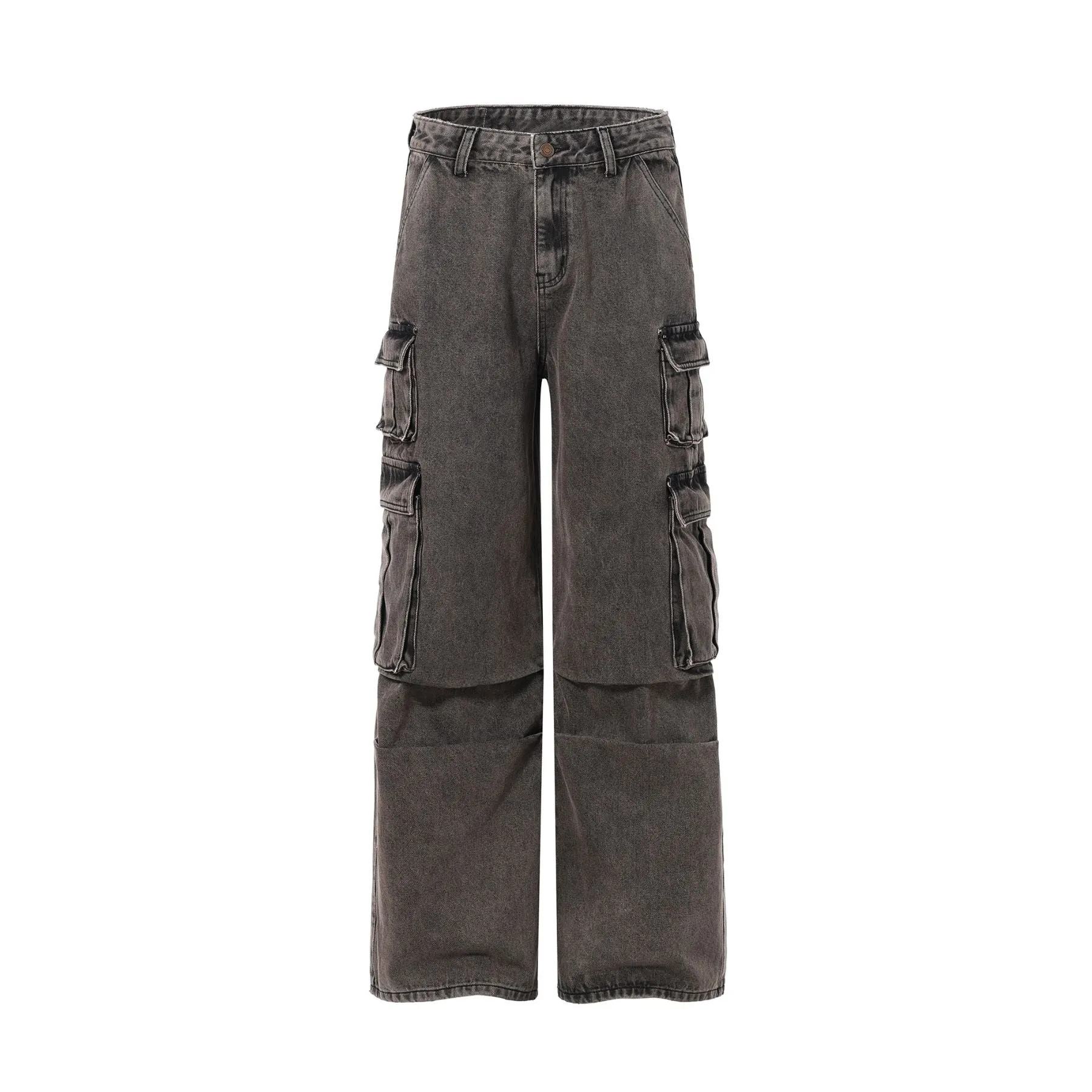 Wide Leg Denim Cargo Pants