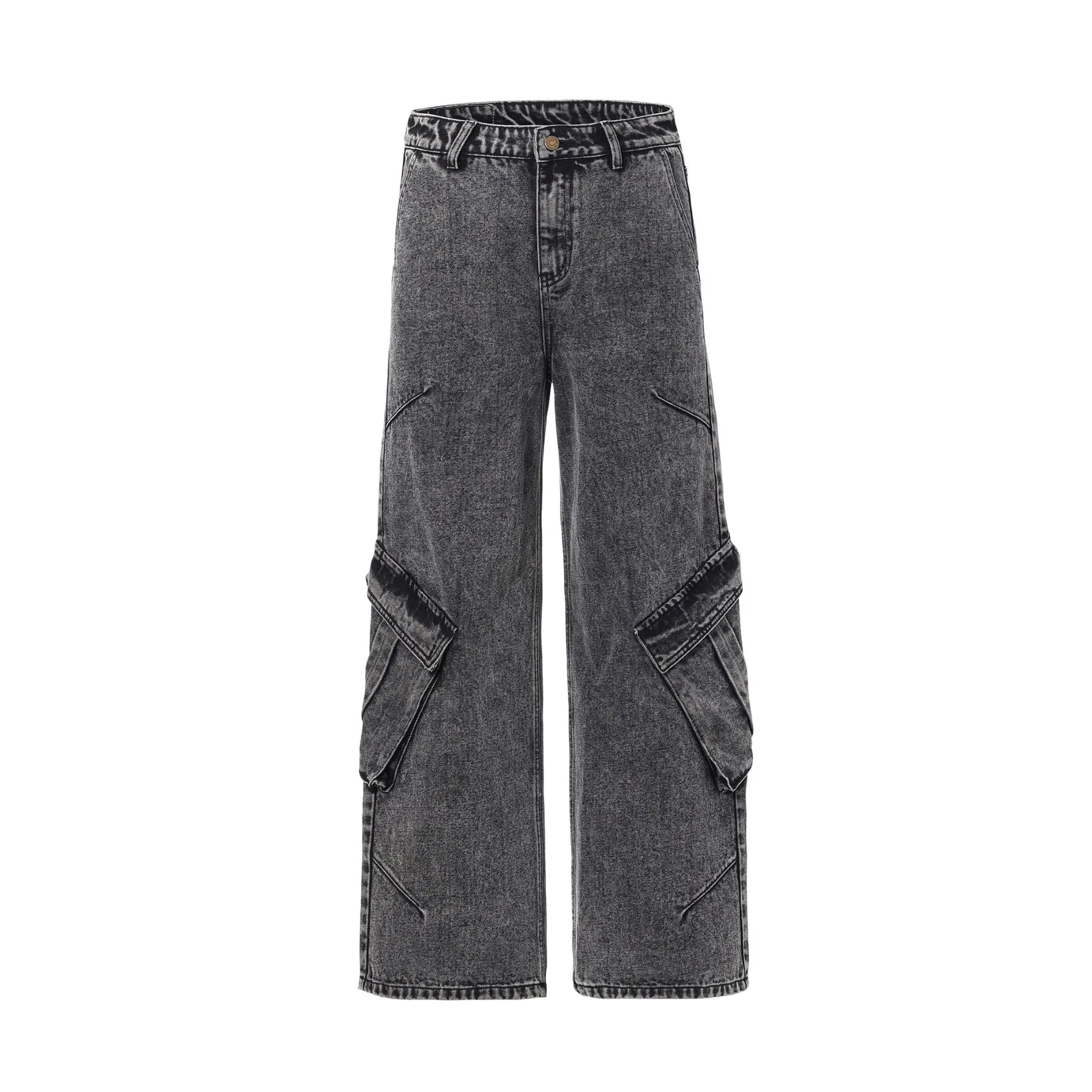 Wide Leg Denim Cargo Pants