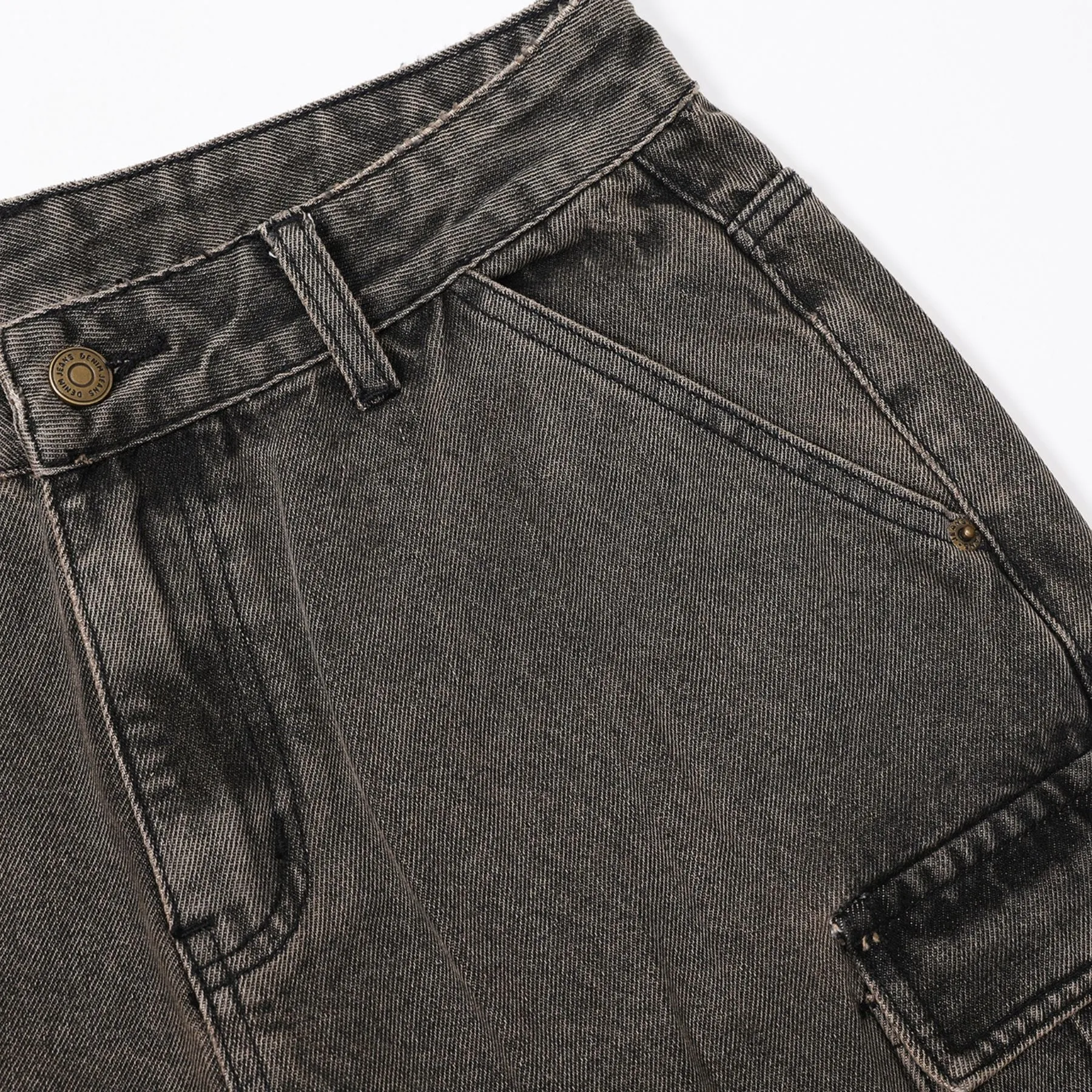 Wide Leg Denim Cargo Pants