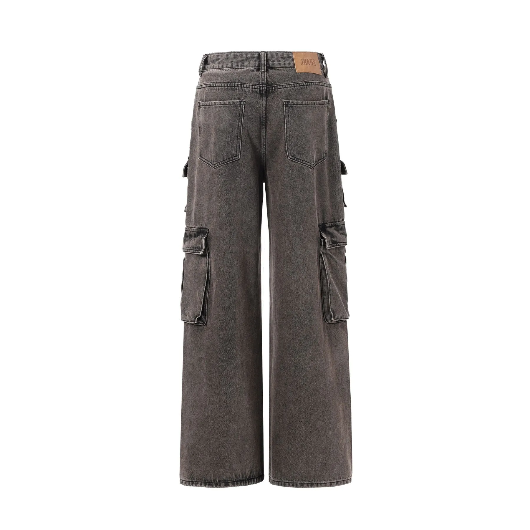 Wide Leg Denim Cargo Pants