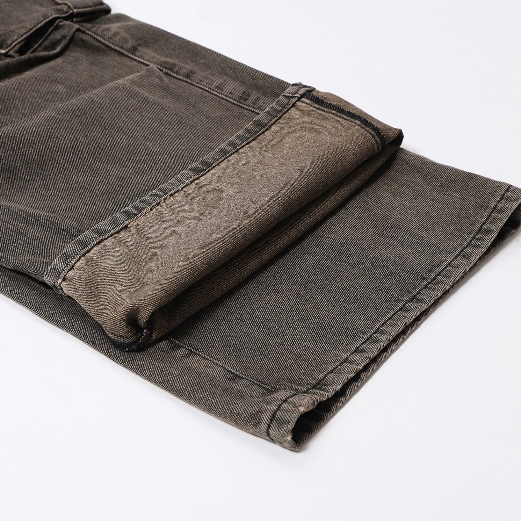 Wide Leg Denim Cargo Pants