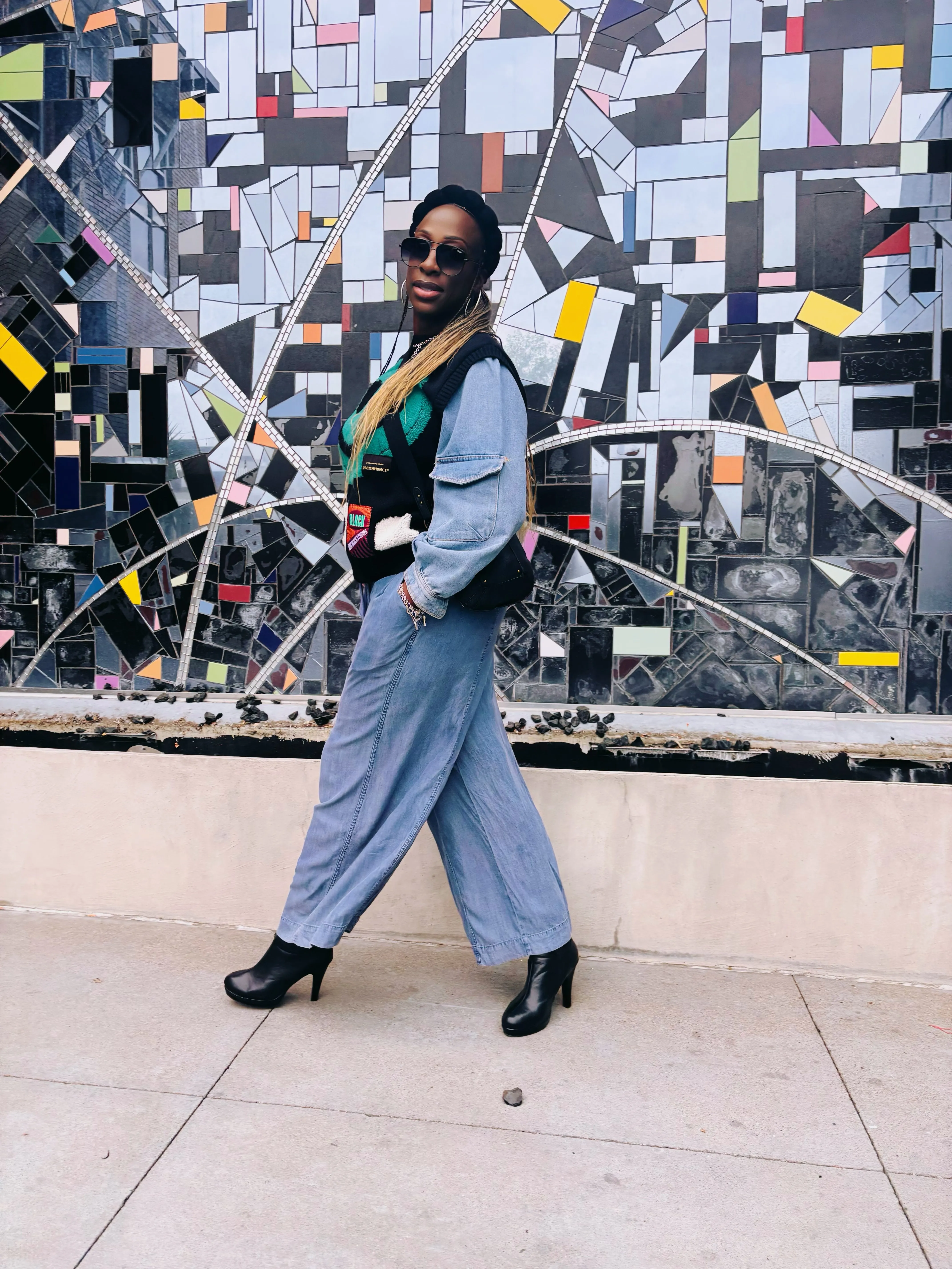 Wide Leg Denim Pants