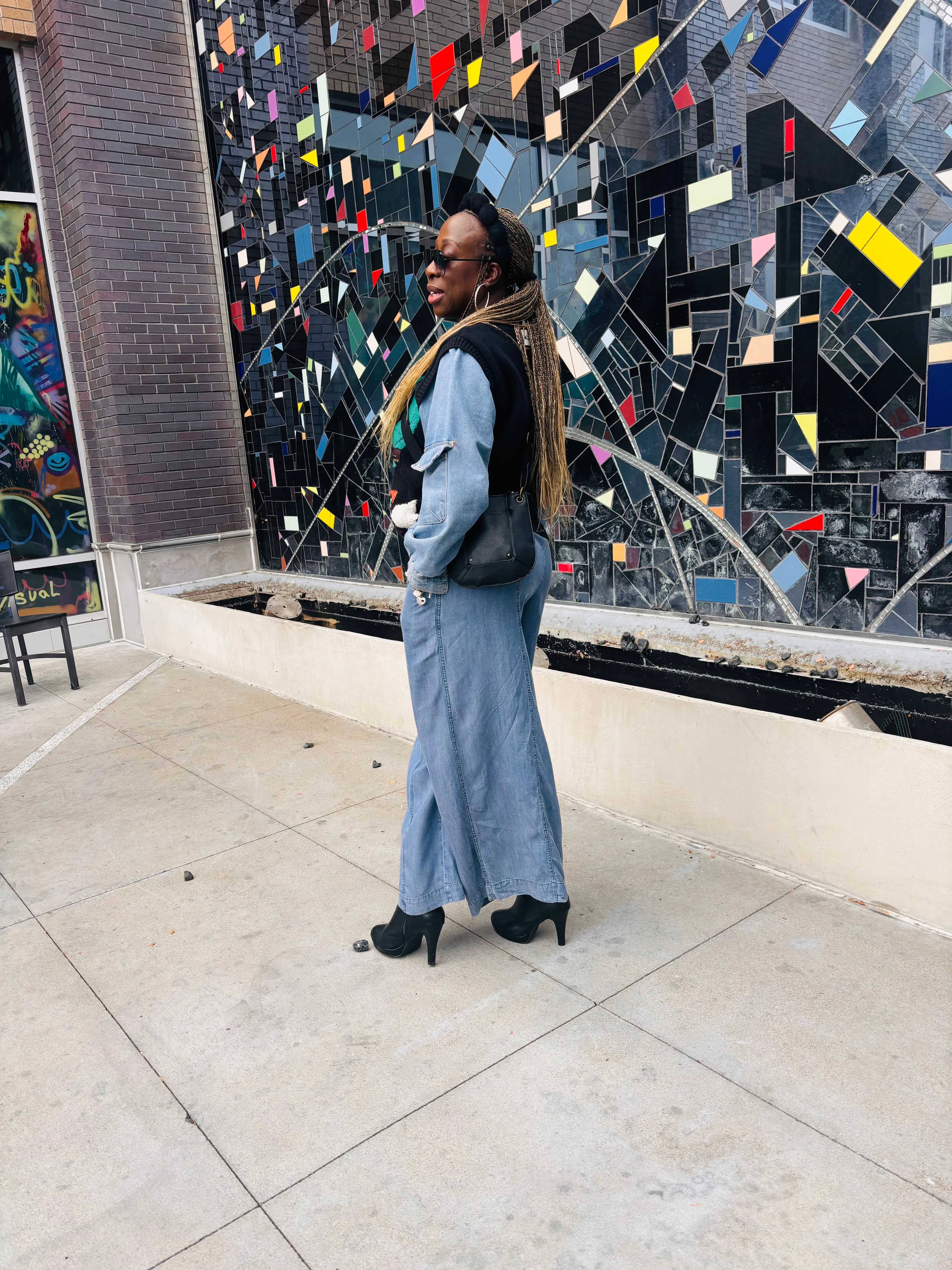 Wide Leg Denim Pants