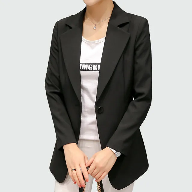 Wine Red Black Women Blazers And Jackets 2018 New Spring Autumn Fashion Single Button Blazer Femenino Ladies Blazer Female