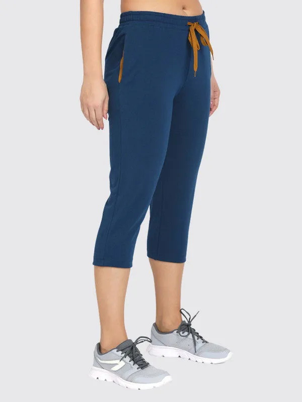 Women Aqua-Blue Solid Capri AT-EASE CAPRI -Aqua-Blue