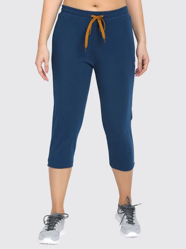 Women Aqua-Blue Solid Capri AT-EASE CAPRI -Aqua-Blue