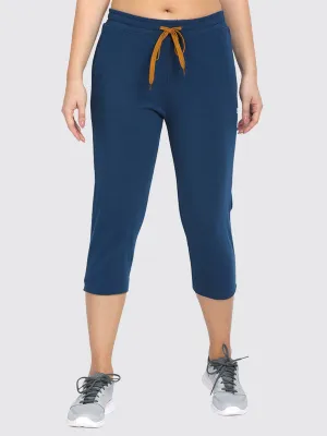 Women Aqua-Blue Solid Capri AT-EASE CAPRI -Aqua-Blue