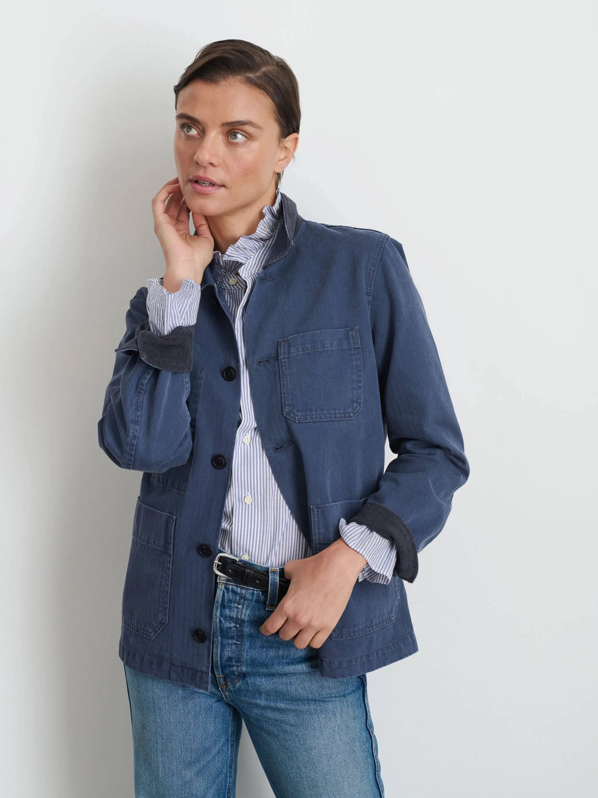 Women | Britt Work Jacket | Herringbone Slate Blue