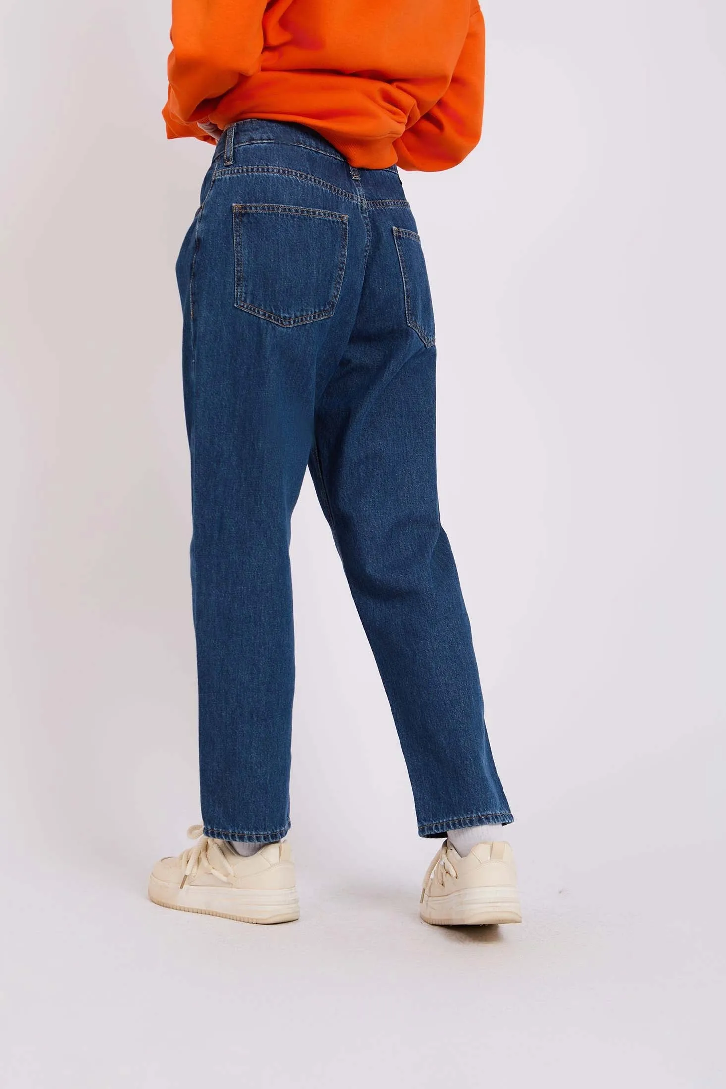 Women Denim Pant  Relaxed Fit High Waist Blue