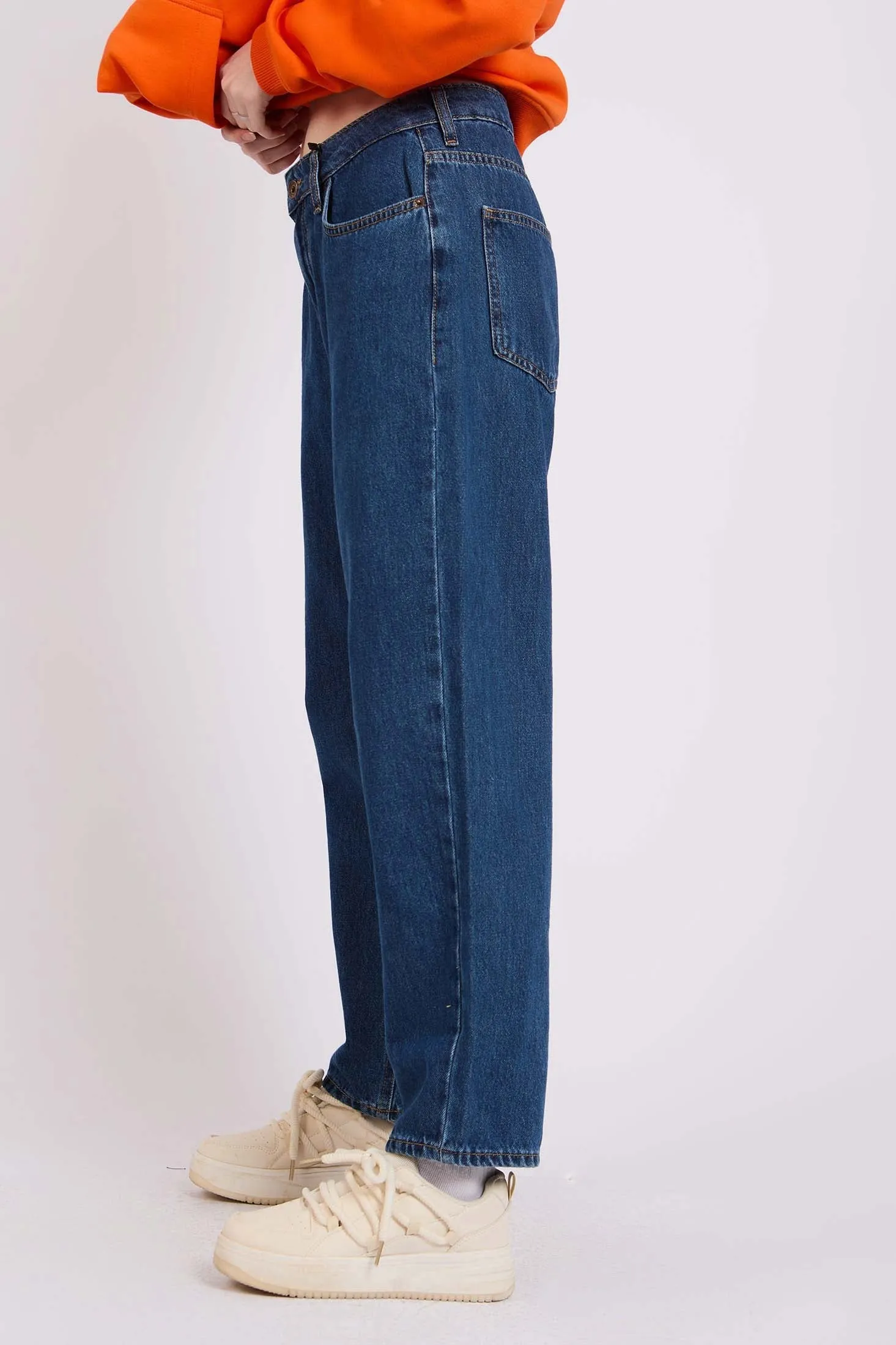 Women Denim Pant  Relaxed Fit High Waist Blue