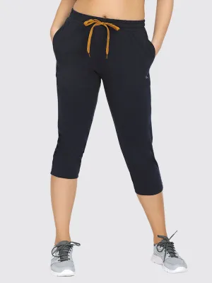 Women Navy-Blue Solid Capri AT-EASE CAPRI _Navy-Blue