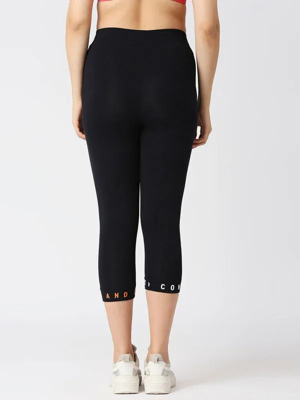 Women Navy Solid Terry Cotton Capris - INCLINE TRACK-NY