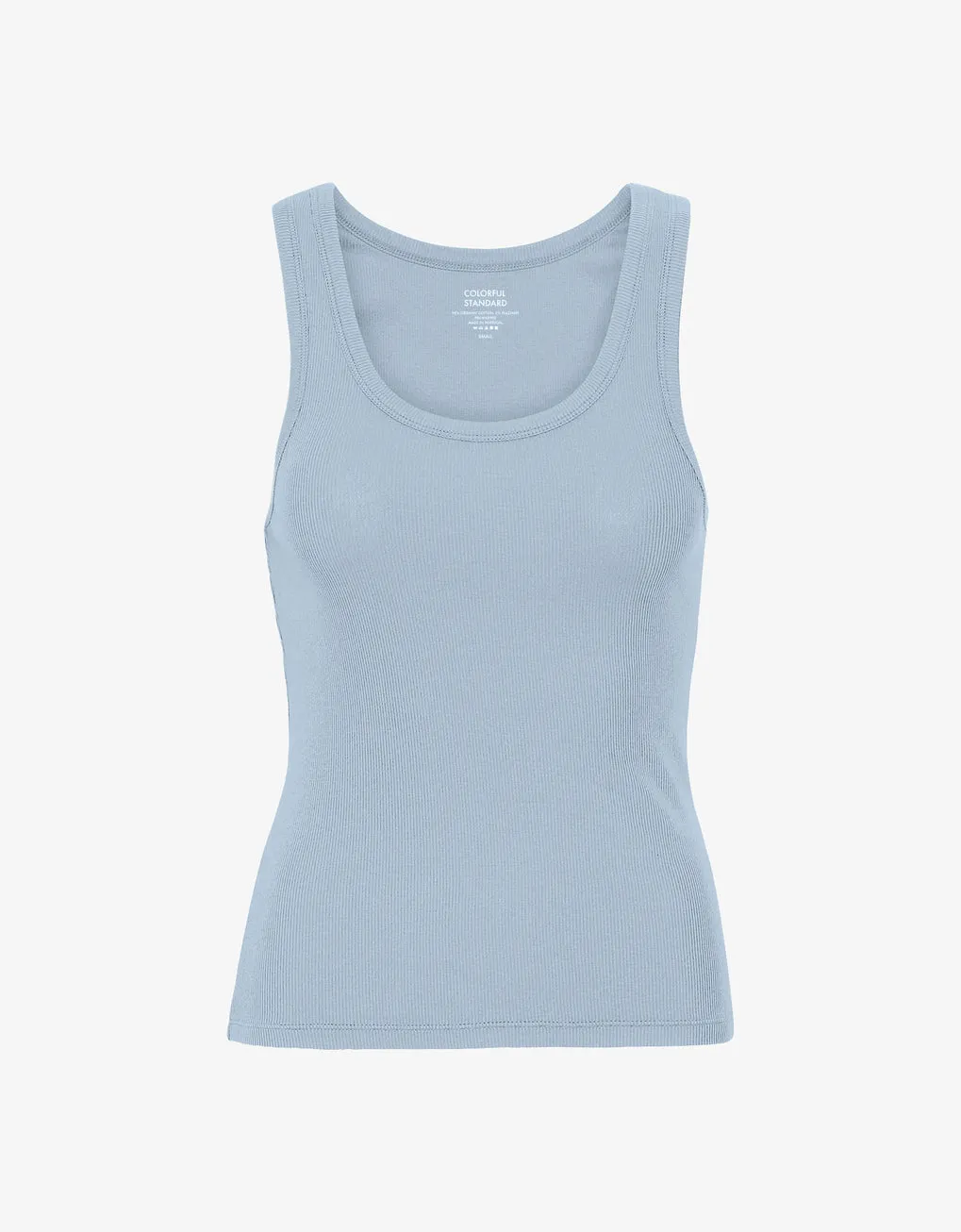 Women Organic Rib tank top in powder blue