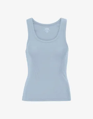 Women Organic Rib tank top in powder blue