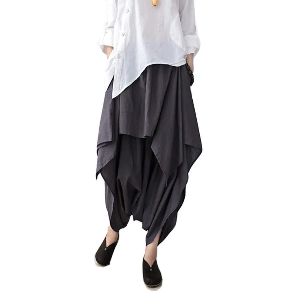 Women Pants Cotton Linen Ruffled Harem Pants Women Trousers Women Camouflage Casual Pants Women