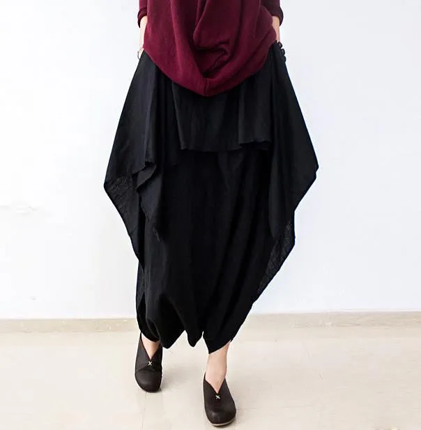 Women Pants Cotton Linen Ruffled Harem Pants Women Trousers Women Camouflage Casual Pants Women