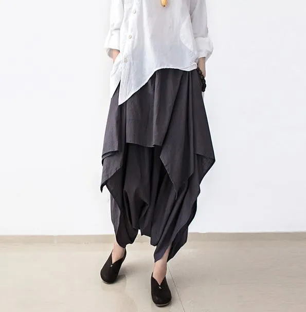 Women Pants Cotton Linen Ruffled Harem Pants Women Trousers Women Camouflage Casual Pants Women
