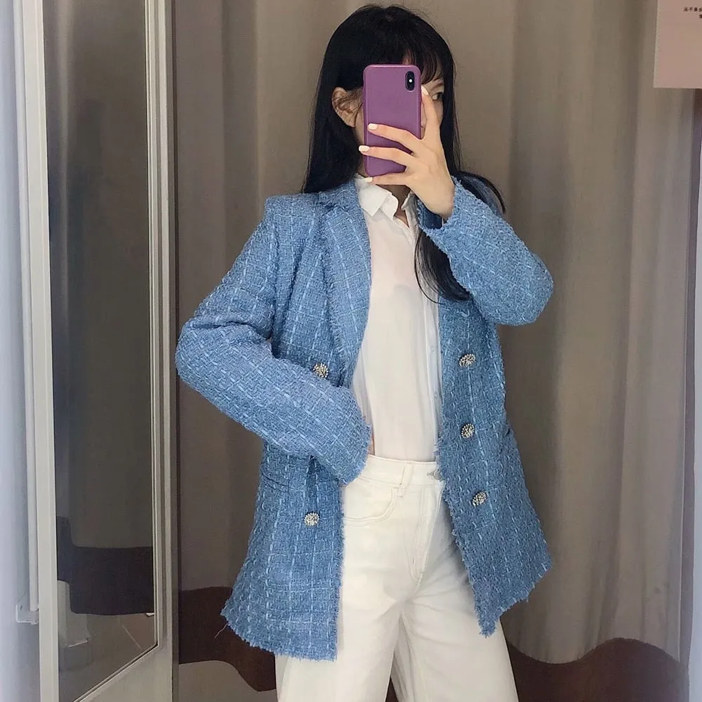 Women Suit Jacket Tweed Blazer