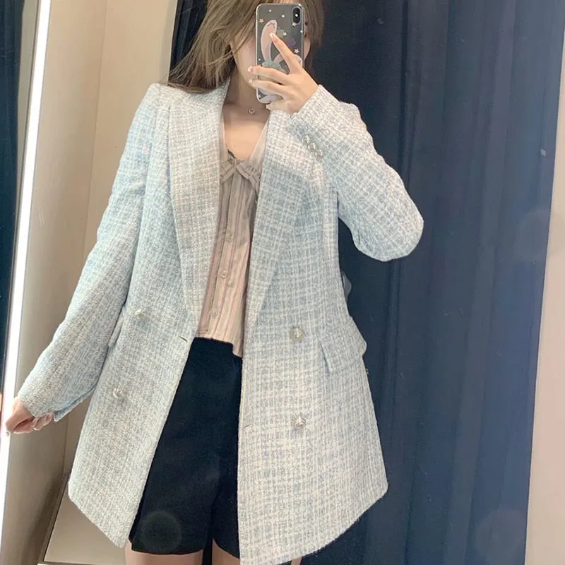 Women Suit Jacket Tweed Blazer
