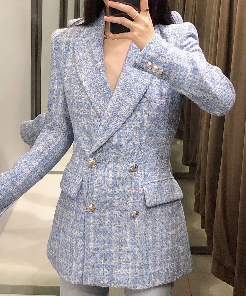 Women Suit Jacket Tweed Blazer