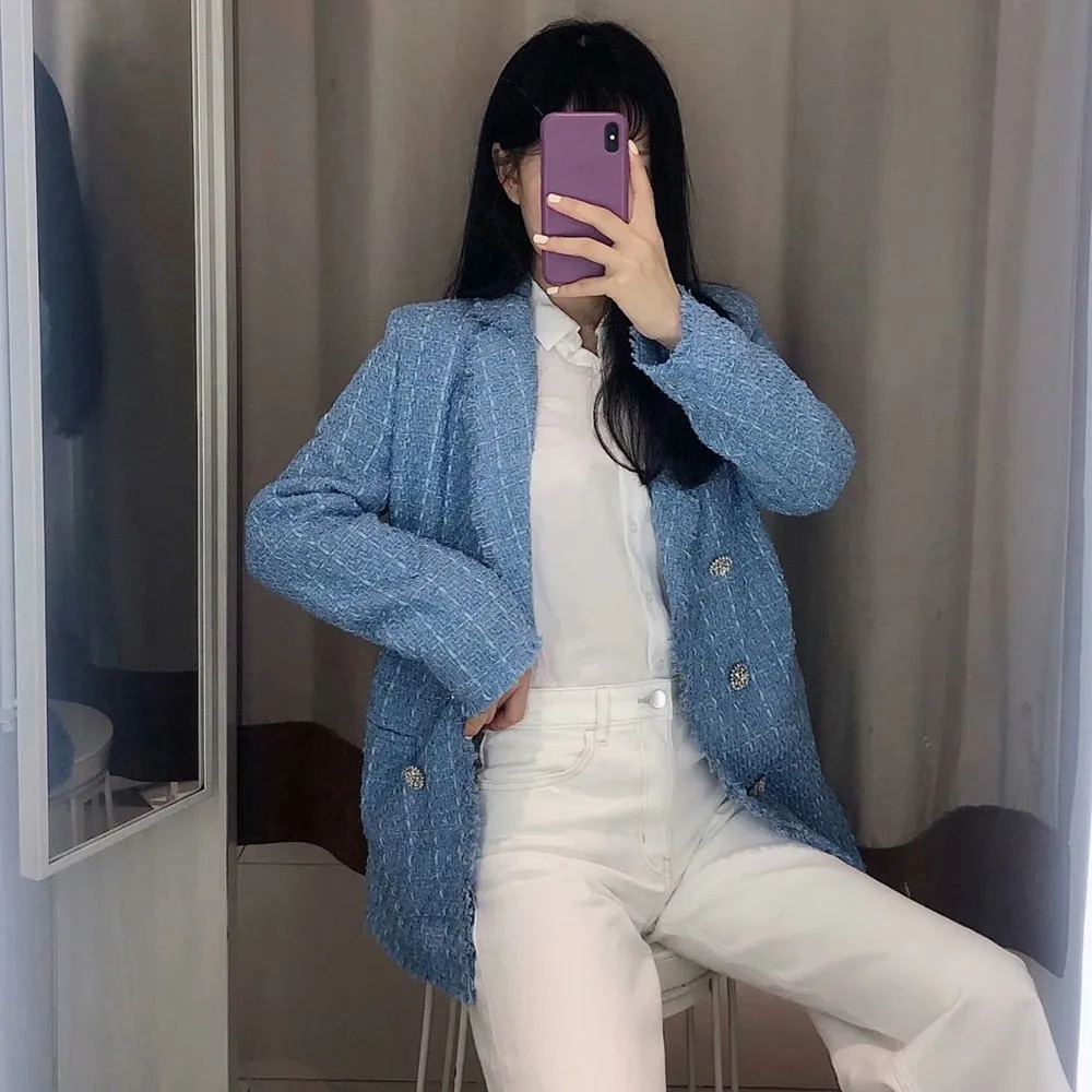 Women Suit Jacket Tweed Blazer