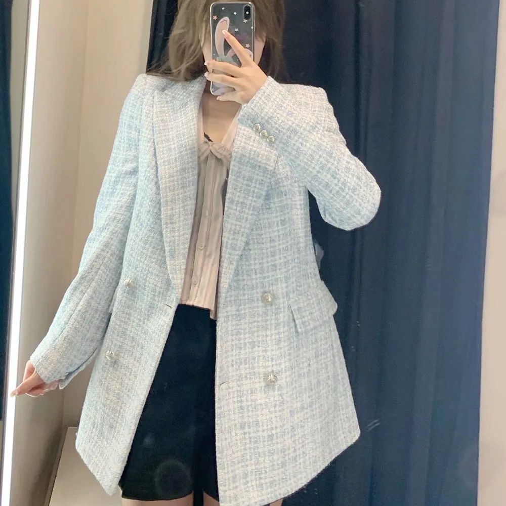 Women Suit Jacket Tweed Blazer