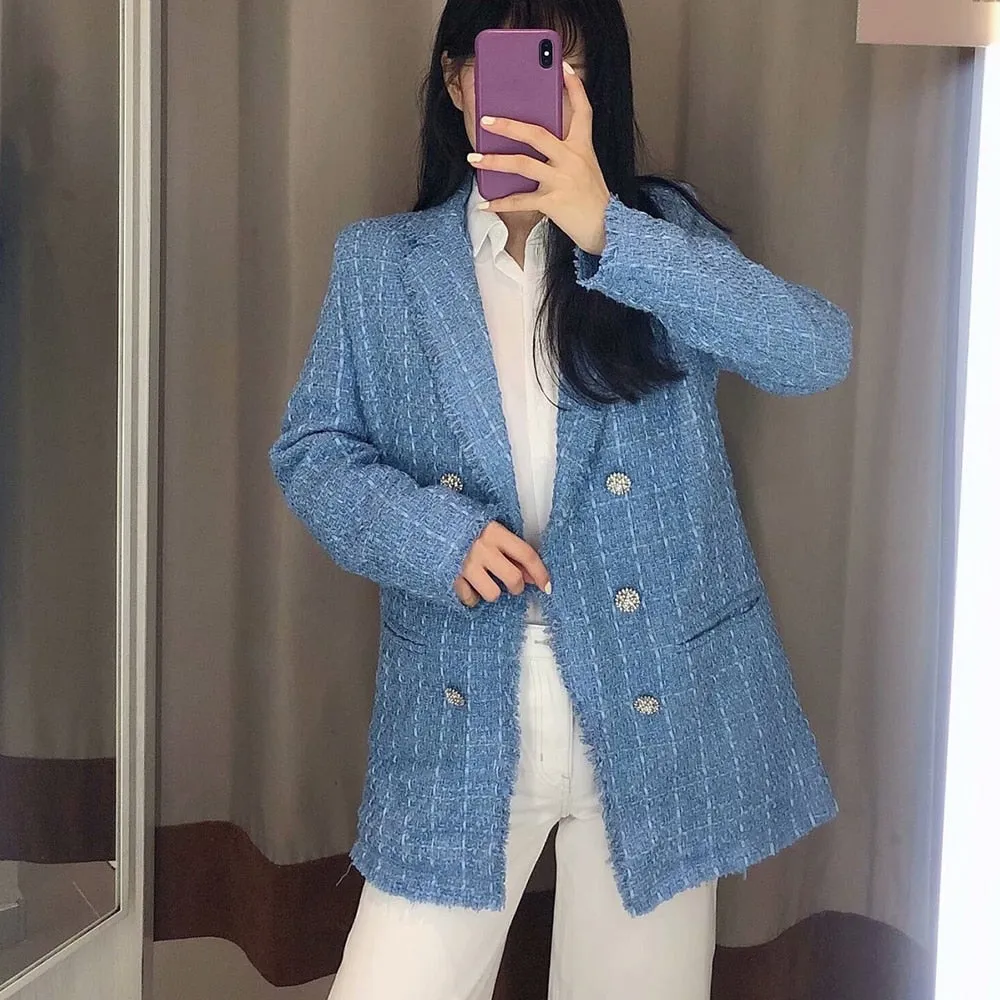 Women Suit Jacket Tweed Blazer