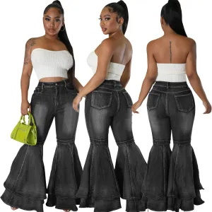 Women Vintage Flare Bell Bottoms Jeans