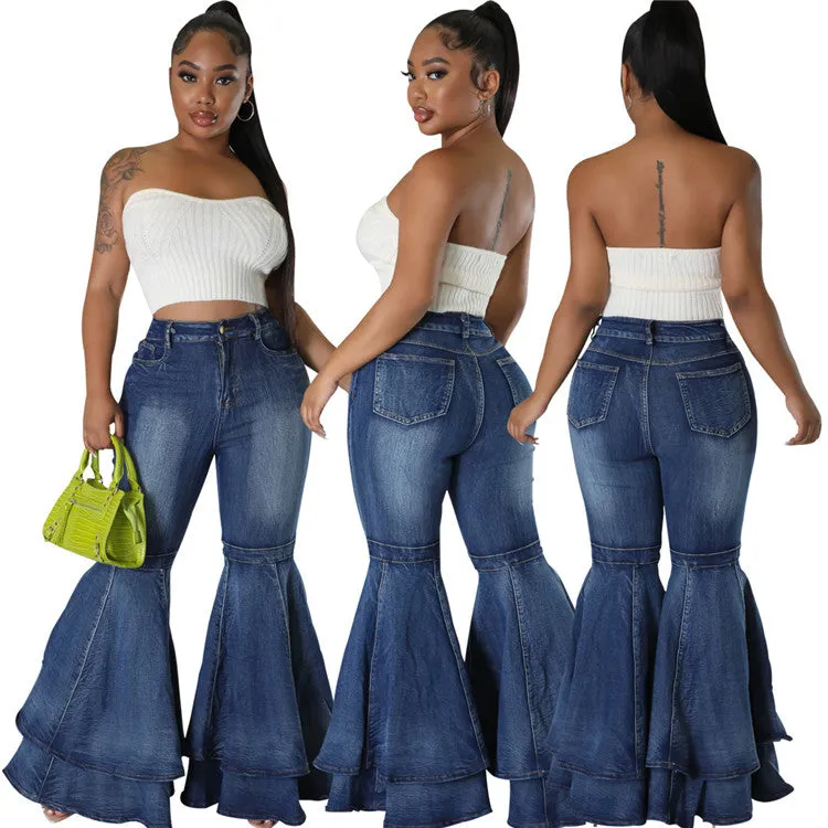 Women Vintage Flare Bell Bottoms Jeans