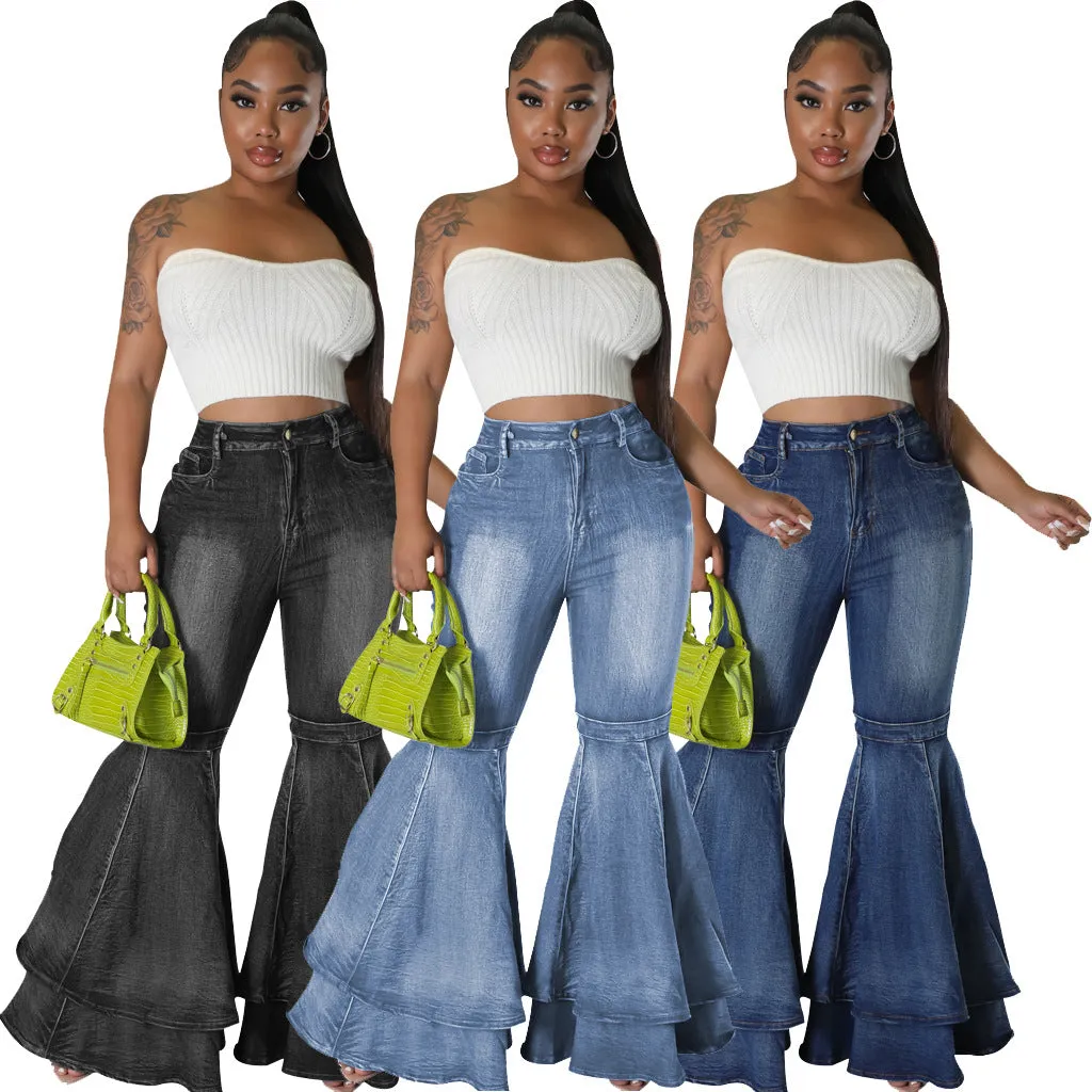 Women Vintage Flare Bell Bottoms Jeans