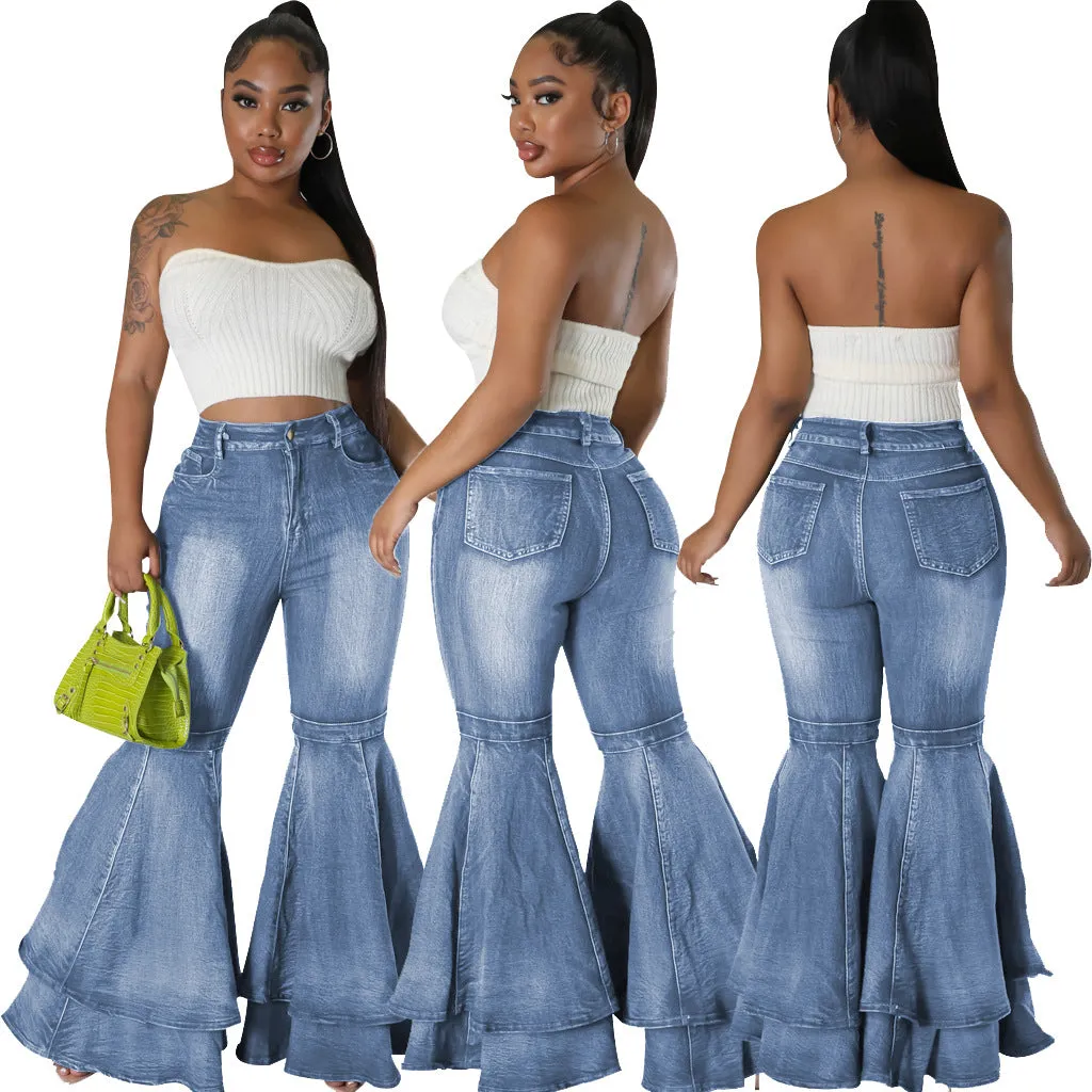 Women Vintage Flare Bell Bottoms Jeans
